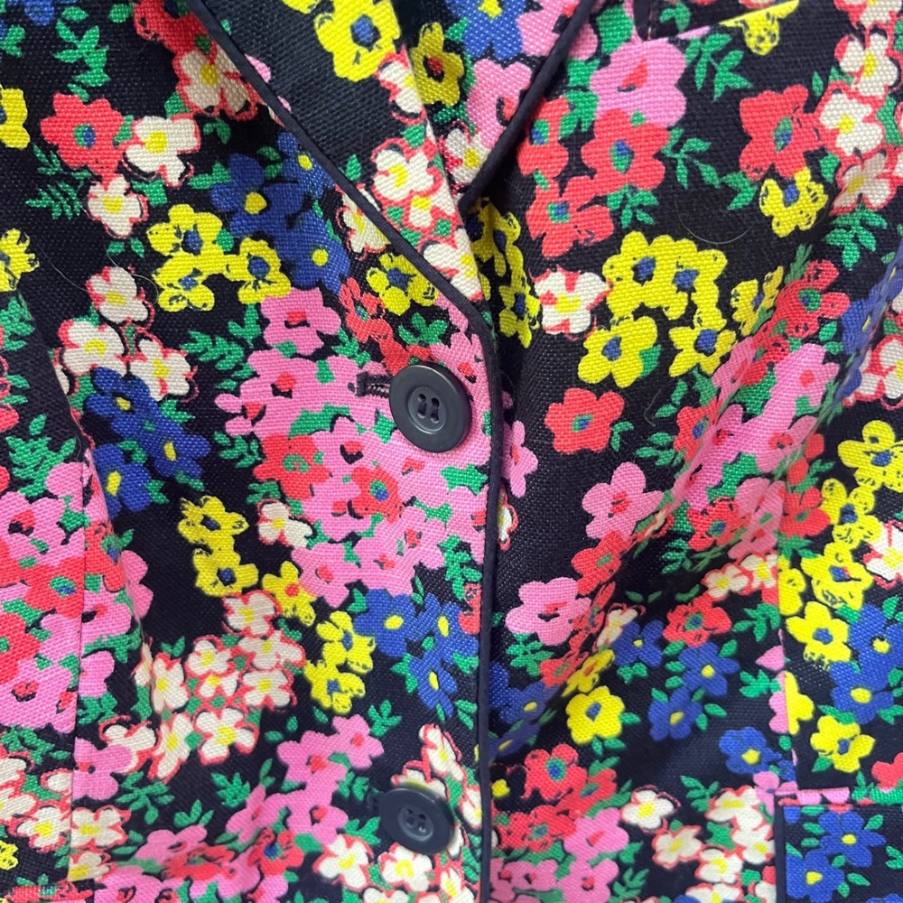 Boden Womens Floral Cotton Linen Blazer Multicolored Notched Lapel Size US 10R - Picture 5 of 5